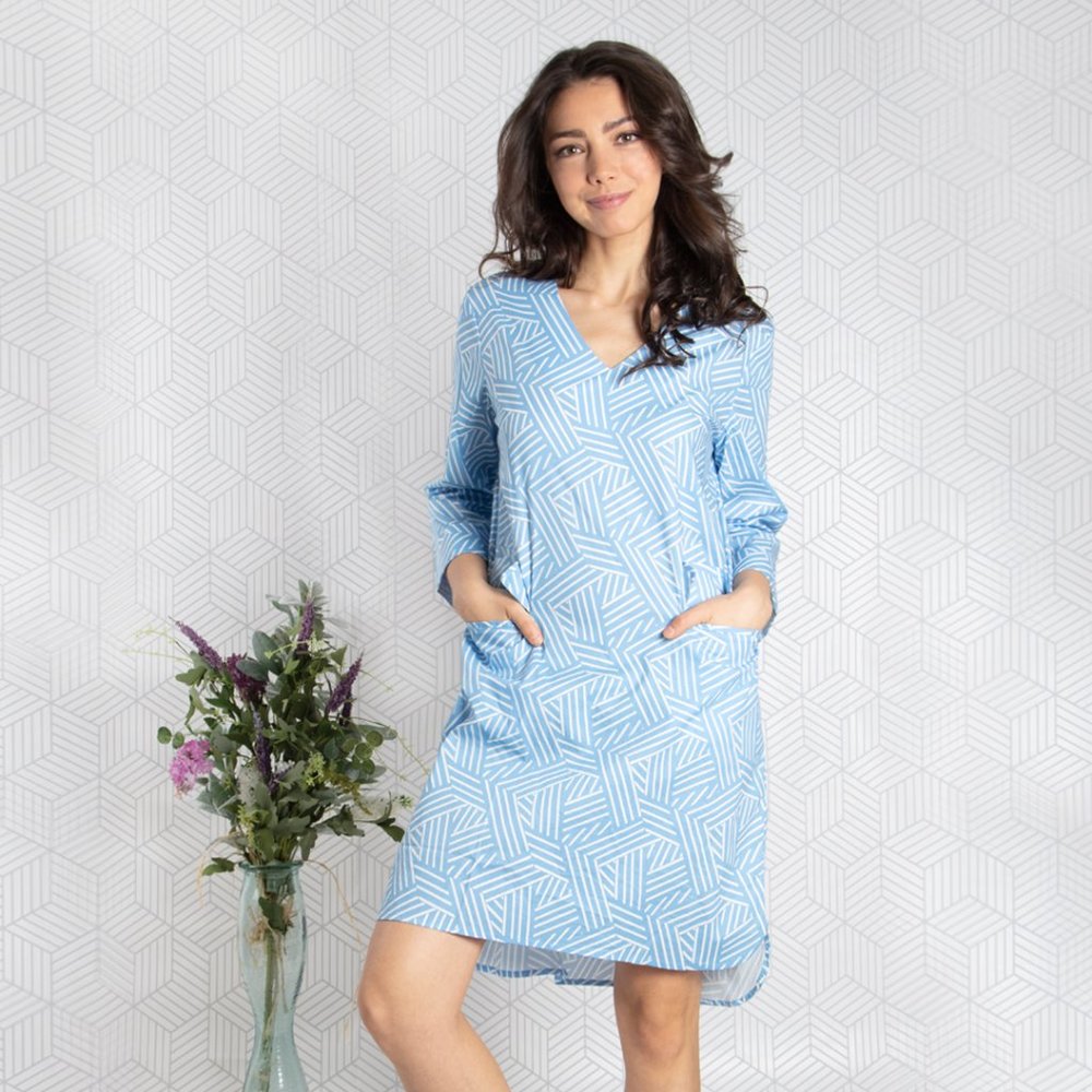 Geometric Printed Mini Dress (Dot & Stripe)